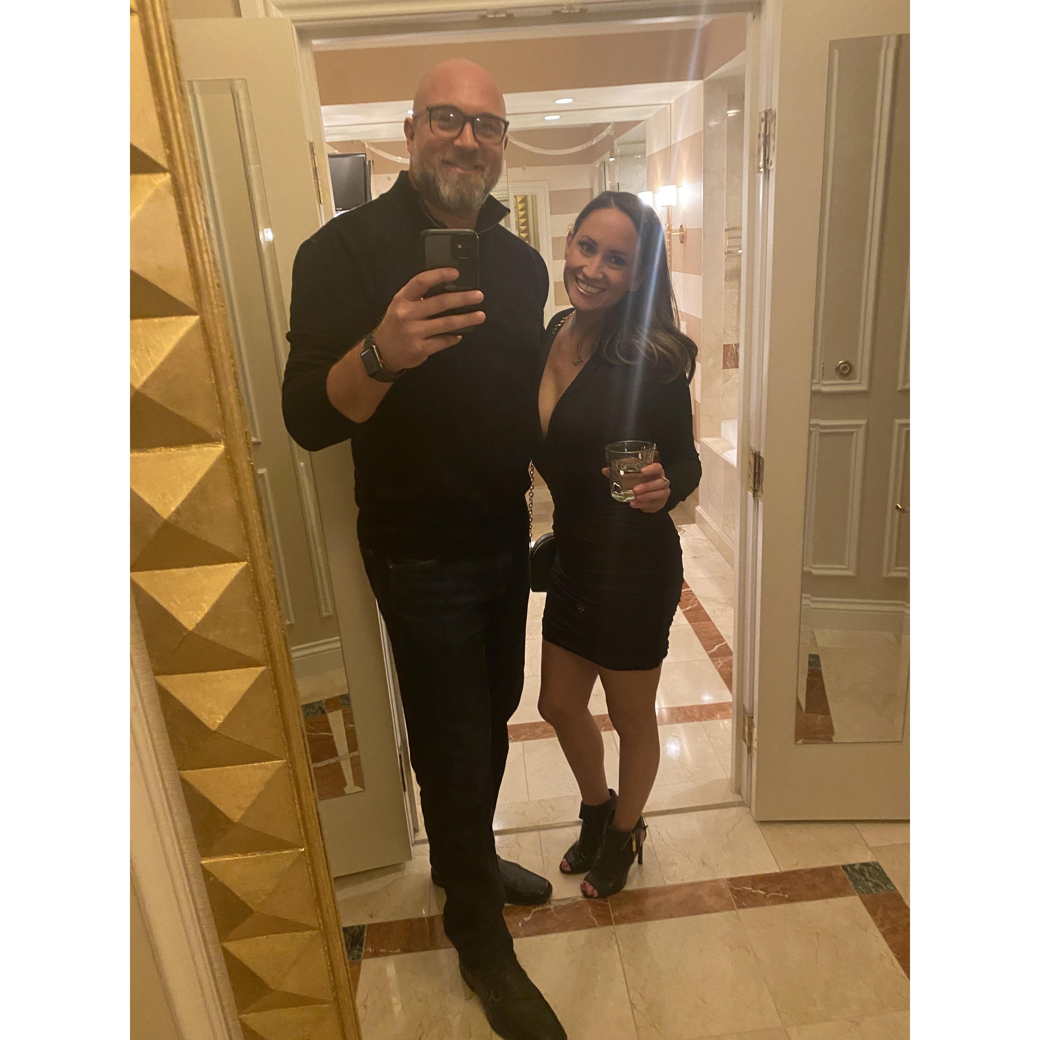 Vegas hotel selfie. Spray tans had us feelin good!