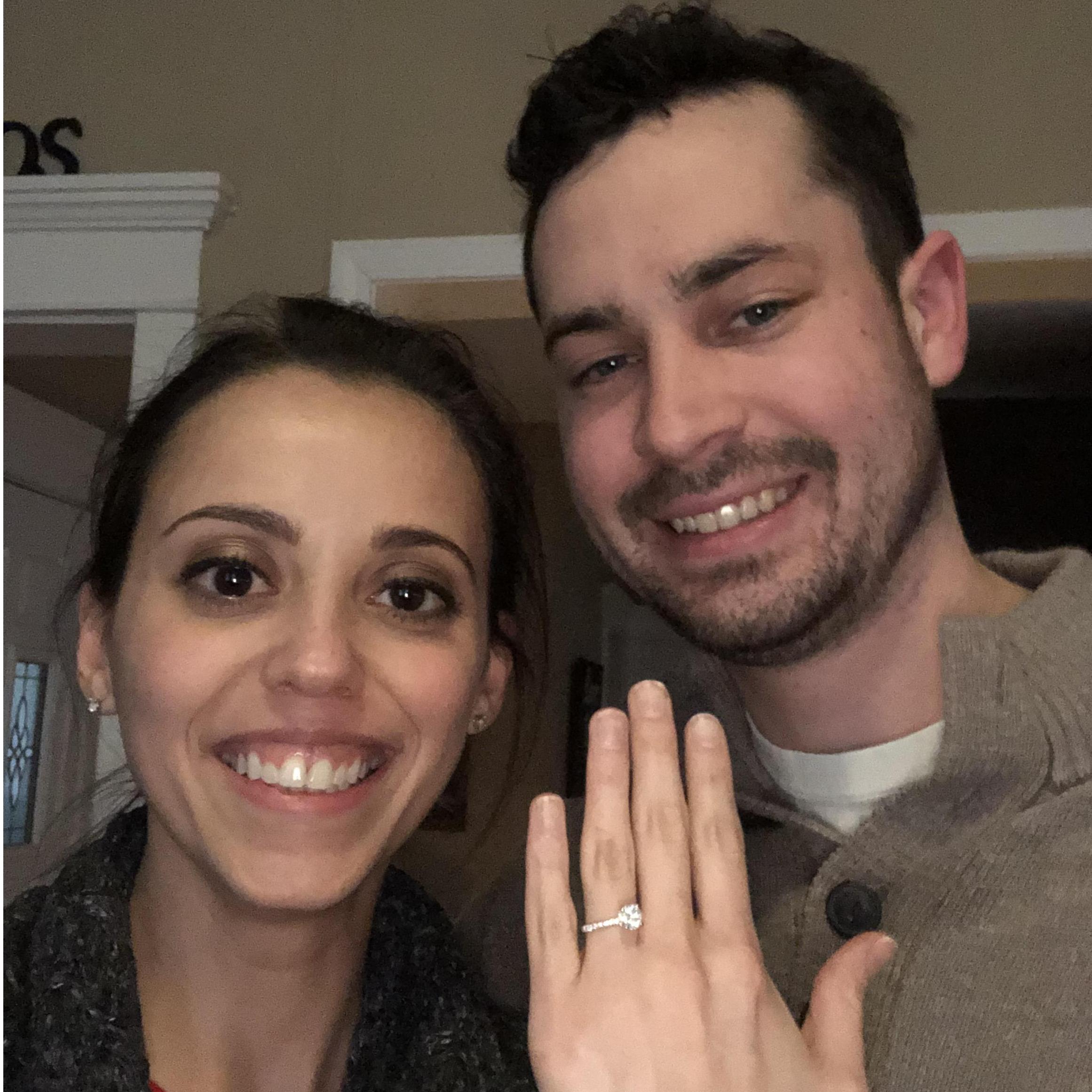 Valentine's Day 2019 - the day we got engaged! (Clearly I was not expecting to be proposed to...).