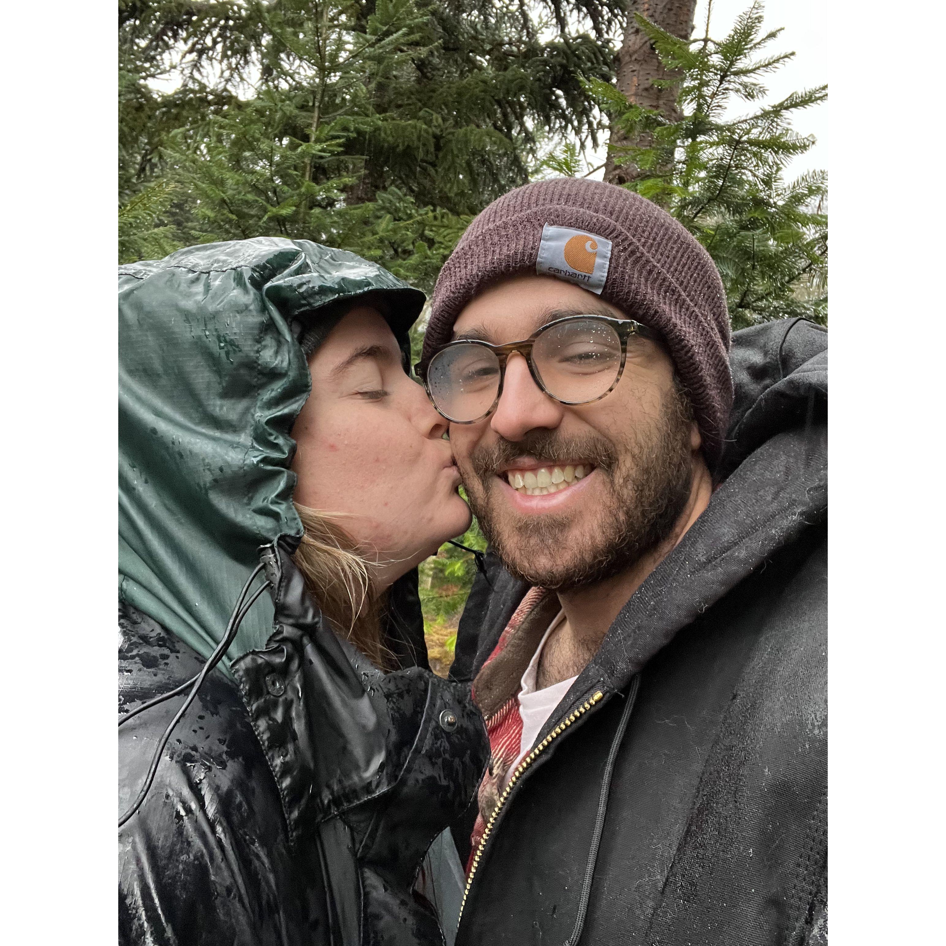 The first year Ericsson cut down a Christmas tree with my family (2022)! My favorite holiday tradition... even in the rain