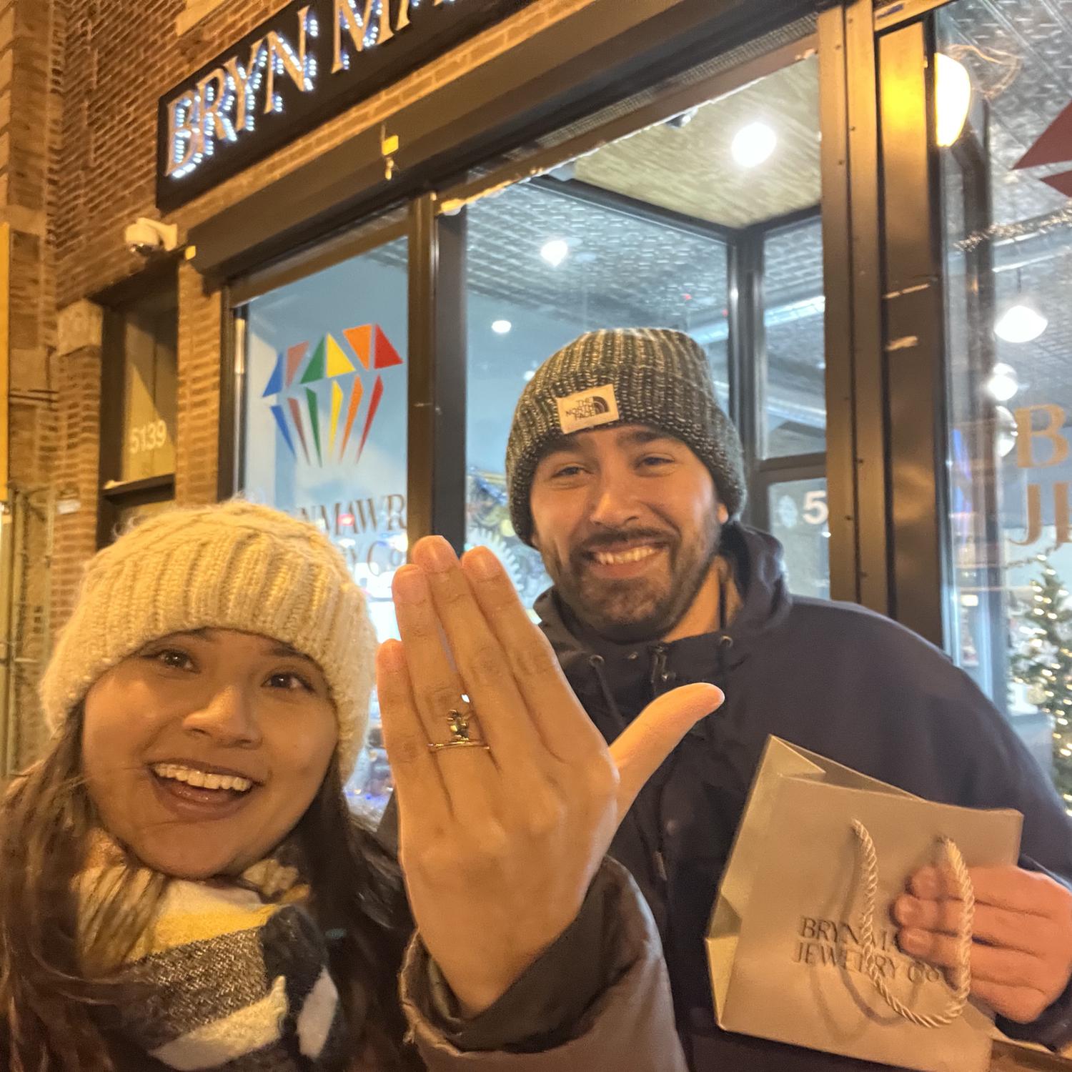 The city was in the negatives and we ventured out to pick up my engagement ring! :) 
12/23/23 we're engaged!!!