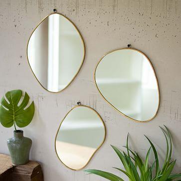 Brass Framed Organic Shaped Mirrors (Set Of 3)