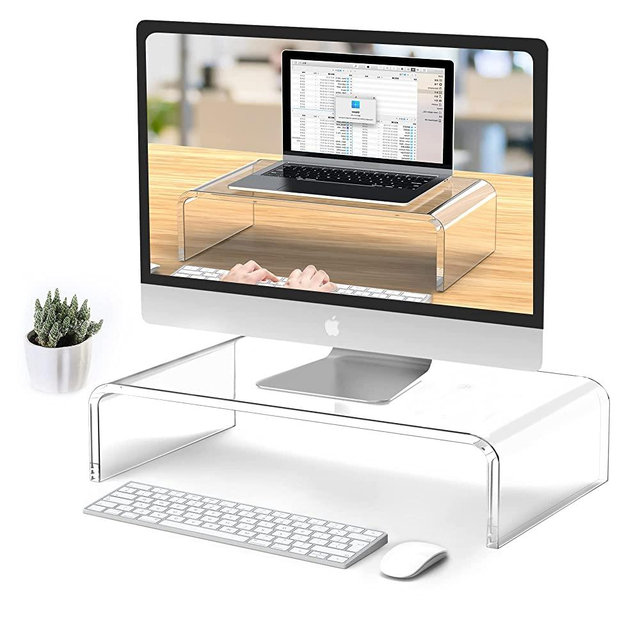 Acrylic Monitor Stand Acrylic Laptop Stand Acrylic Riser Acrylic Tray Clear Computer Monitor Stand Acrylic Computer Stand Acrylic Bed Tray Small Computer Desk White Monitor Stand Office Accessories