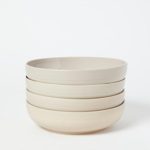 Shaker Stoneware Low Bowl, Set of 4