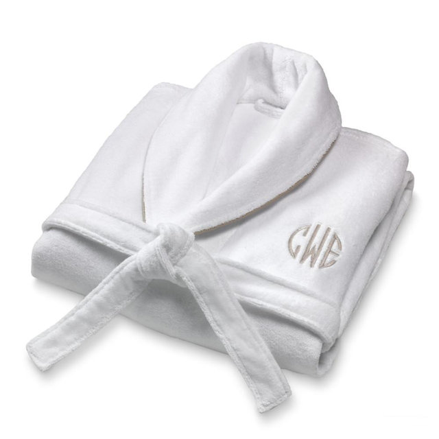Chambers® Solid Hydrocotton Robe with Piping, Medium, Taupe
