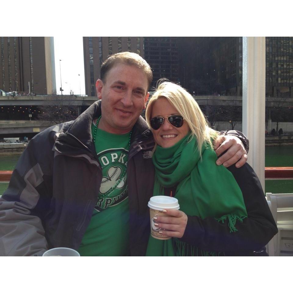 Our first trip together to watch the painting of the river in Chicago!