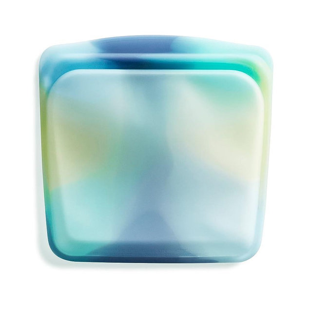Stasher Reusable Silicone Storage Bag, Food Storage Container, Microwave and Dishwasher Safe, Leak-free, Sandwich, Tie Dye Blue
