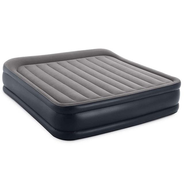 Intex 64137ST Dura Beam Deluxe Raised Pillow Inflatable Blow Up Portable Firm Mattress Air Bed with Built In Internal Pump, King