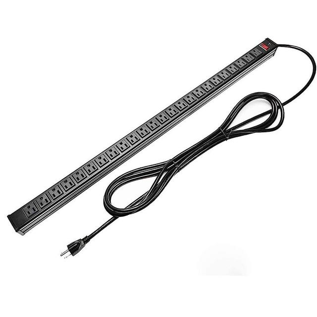 Long Power Strip 24-Outlet, ETL Certified Heavy Duty Metal Power Strip with 10 ft Long Extension Power Cord for Cabinet, Industrial, Commercial and Home (Black)