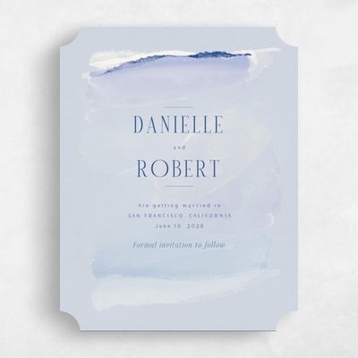Blue Ticket Wedding Save the Date - Balla Portrait