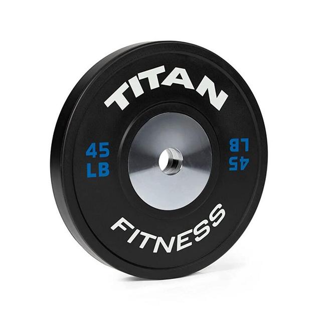 Titan Fitness Black Elite Olympic Bumper Plate 45 lb. Rubber with Steel Insert Single Plate