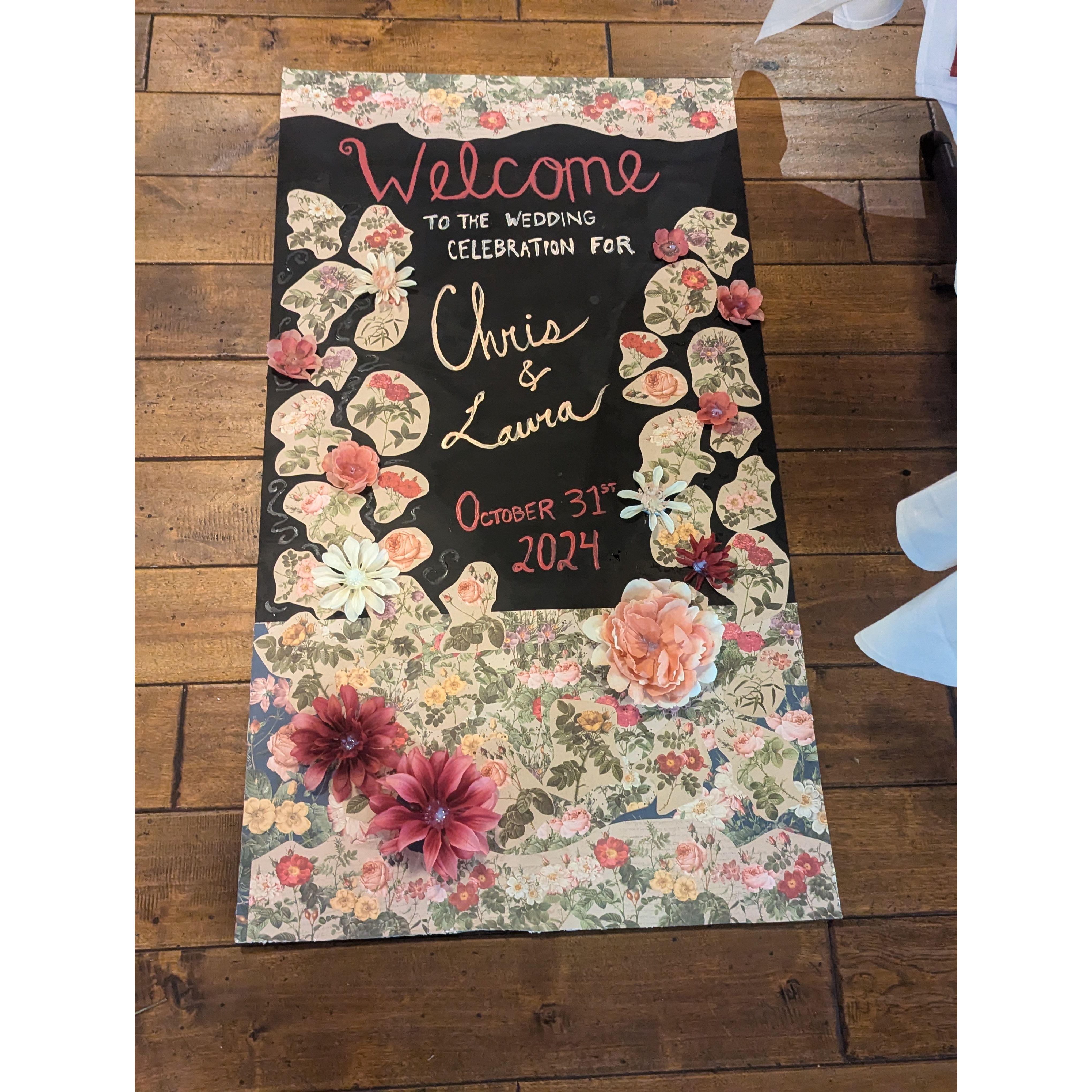 The decorations were so much fun, credit to Tessa and Grace of team bride for this sign!