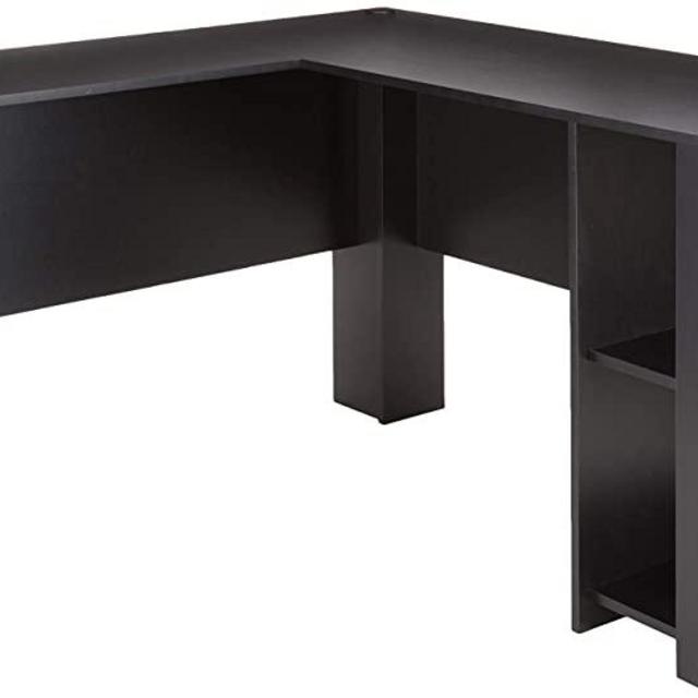 Ameriwood Home Dakota L-Shaped Desk with Bookshelves (Black Ebony Ash)