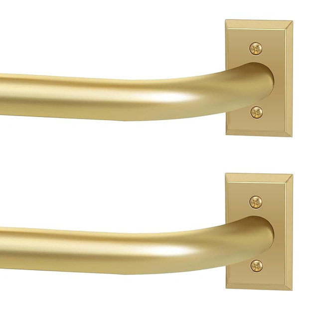 ZYRW 2 Pack Wrap Around Curtain Rod Gold, Room Darkening Blackout Curtain Rods for Windows 28-48 Inch, Heavy Duty Curved Curtain Rod 1 Inch Diameter, Modern Decorative Blackout Drapery Rod