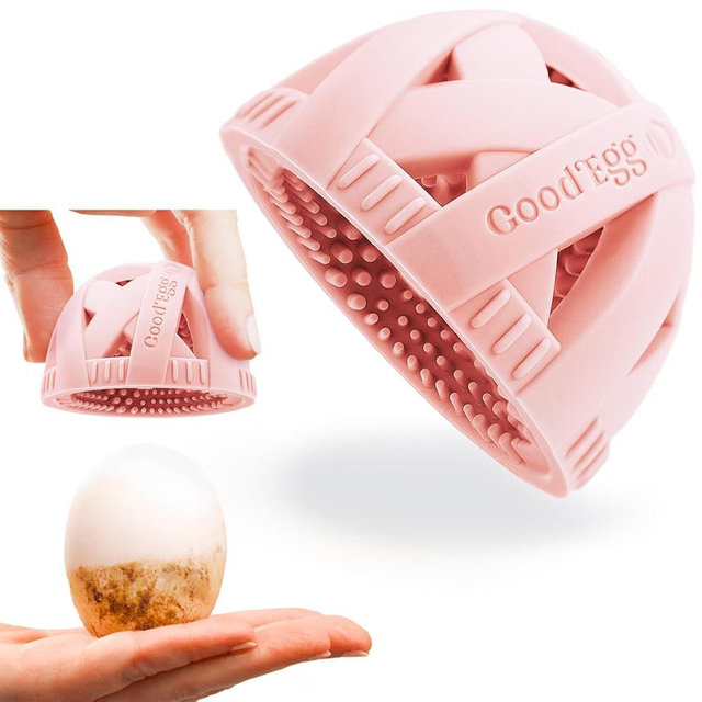 GoodEgg The Original Egg Brush, Silicone Egg Cleaning Brush for Farm Fresh Eggs, Egg Washer Removes Chicken Coop Nasties, Ideal for Mothers Day Gifts & Gifts for Mom, Standard Sized Eggs, Pink