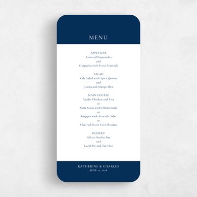Blue Rounded Wedding Menu - Potter