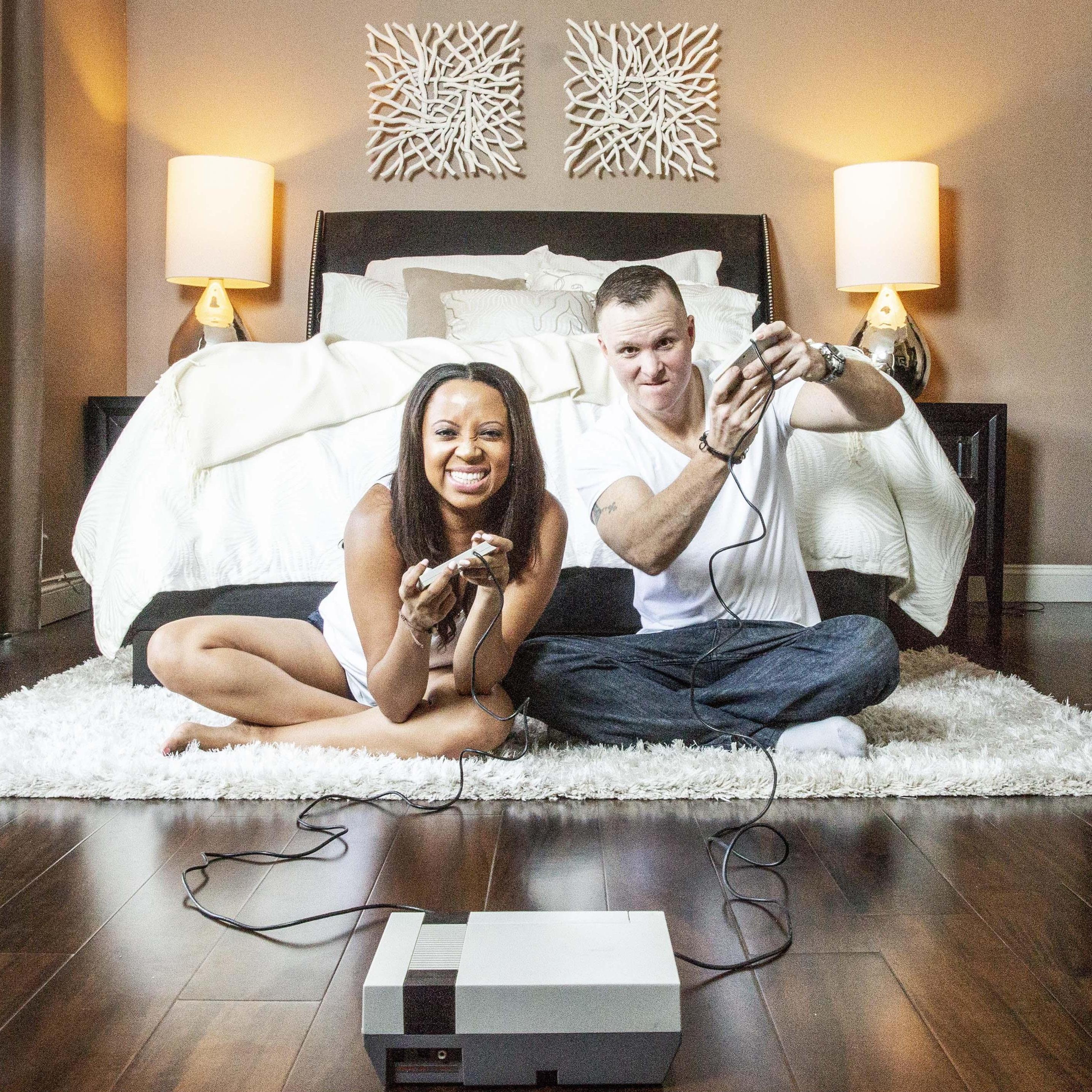 Snaps from our engagement shoot - our favorite things! Playing video games & cooking together.
