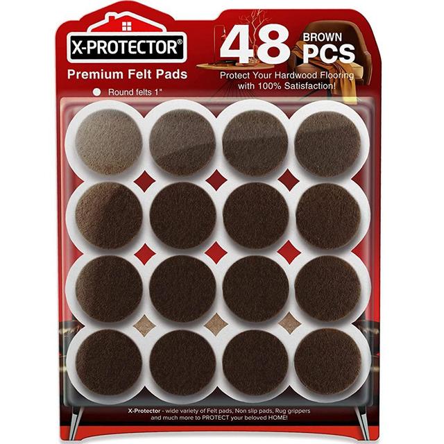Felt Furniture Pads X-PROTECTOR - 48 Premium Felt Pads Floor Protector - Chair Felts Pads for Furniture Feet Wood Floors - Best Furniture Pads for Hardwood Floors - Protect Your Hard Floors!