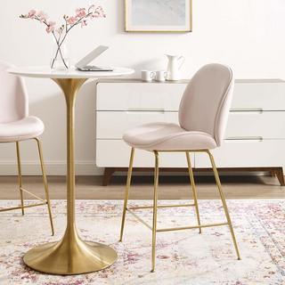 Scoop Leg Velvet Counter Stool