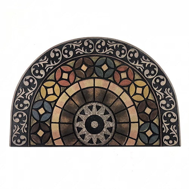 ATOLY Entrance Floor Mat Semicircle Door Mat,Heavy Duty Large Outdoor Mat, Interesting Welcome Mat, Front Entrance, Courtyard Door, Garage Entrance,24" X 36"(Half Circle)
