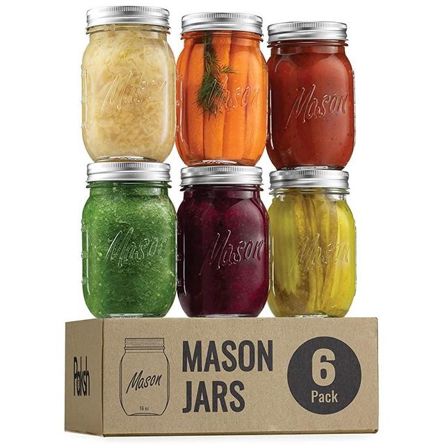 Glass Regular Mouth Mason Jars, (6 Pack - 8 Ounce) Glass Jars with Silver  Metal Airtight Lids for Meal Prep, Food Storage, Canning, Drinking, for  Overnight Oats, Jelly, Dry Food 