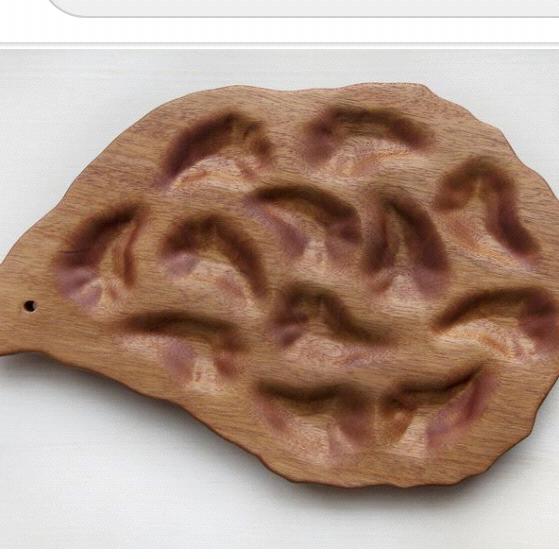 Handmade Oyster Mahogany Platter : 1/2 Dozen Oysters