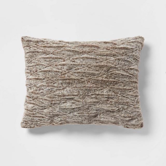 Standard Ruched Faux Fur Pillow Case Brown - Threshold™