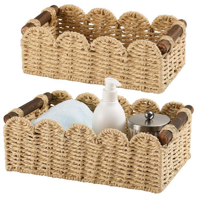 Storage Basket Wicker Baskets for Organizing Toilet Paper Storage Basket for Toilet Tank Top,Beige