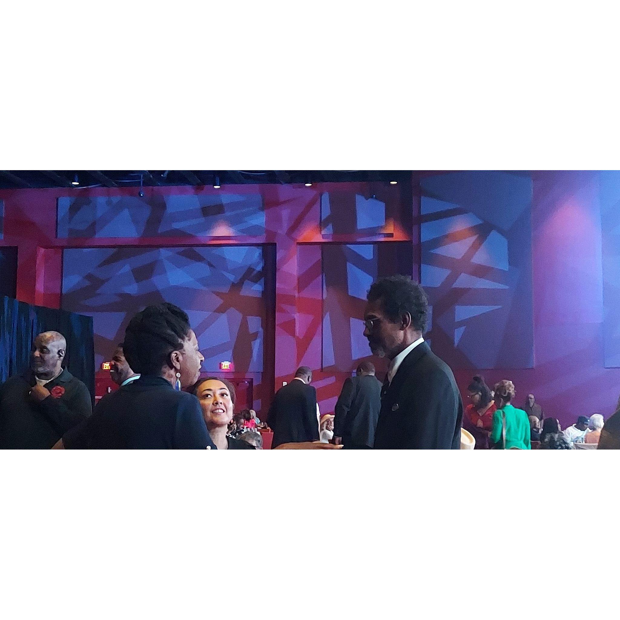 Anthony speaking to Dr. Valerie McCray, candidate for Senate representing Indiana!