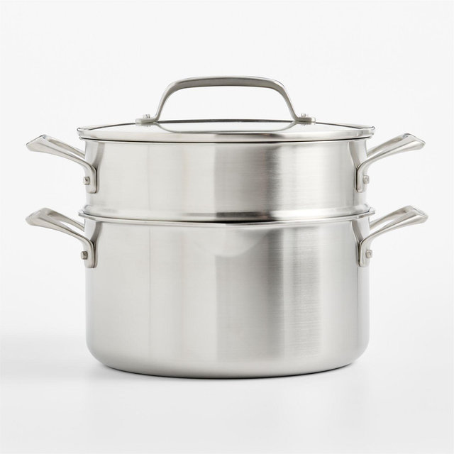Crate & Barrel EvenCook Stainless™ 6-Qt. Stainless Steel Multipot with Glass Straining Lid
