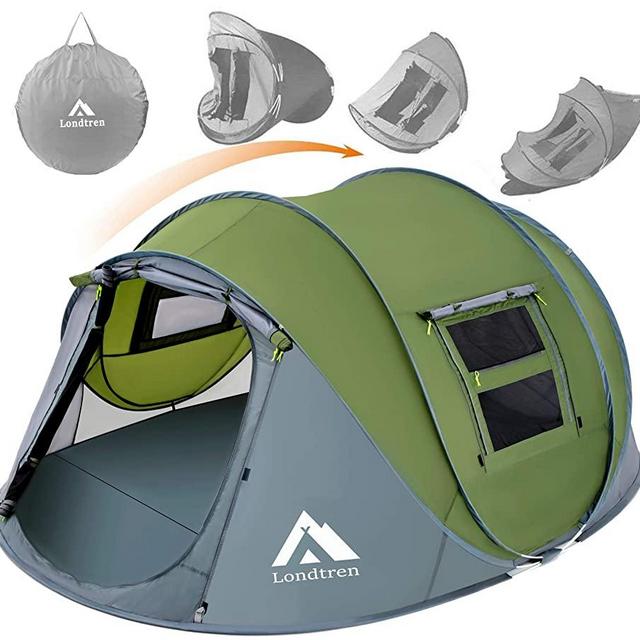 4 Person Easy Pop Up Tent Waterproof Automatic Setup 2 Doors-Instant Family Tents for Camping Hiking & Traveling