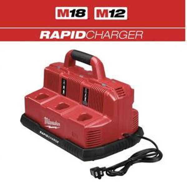 M12 and M18 12-Volt/18-Volt Lithium-Ion Multi-Voltage 6-Port Sequential Rapid Battery Charger (3 M12 and 3 M18 Ports)