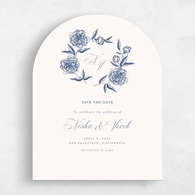 Blue Arch Wedding Save the Date - Pivoine Portrait