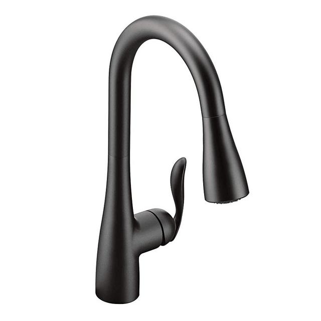 Moen 7594BL Arbor One-Handle Pulldown Kitchen Faucet Featuring Power Boost and Reflex, Matte Black