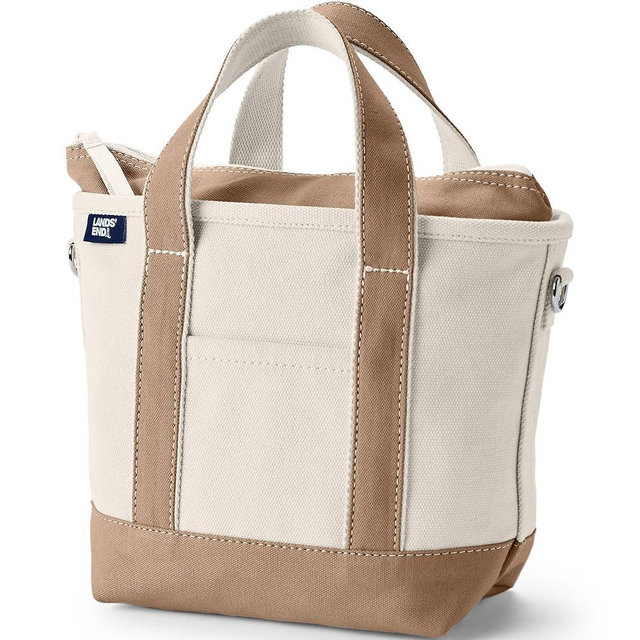 Lands' End Zip Top Canvas Tote Bag