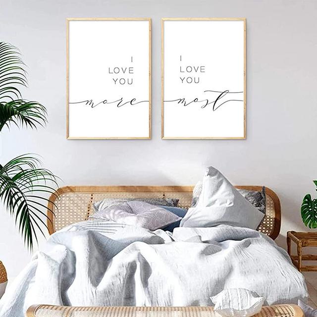 I Love You More I Love You Most Wall Decor Love Quotes Canvas Wall Art Above Bedroom Wall Decor for Couples Minimalist Wall Art Romantic Prints Poster Bedroom Picture Artwork 16x24x2 Inch Unframed