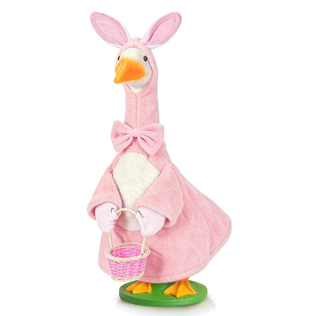 JcHrmers Easter Goose Outfits Bunny Porch Goose Outfit Lawn Porch Goose Clothes Fits 23" Cement Plastic Goose Statue for Spring Easter Outdoor Garden Yard Patio Art Decor