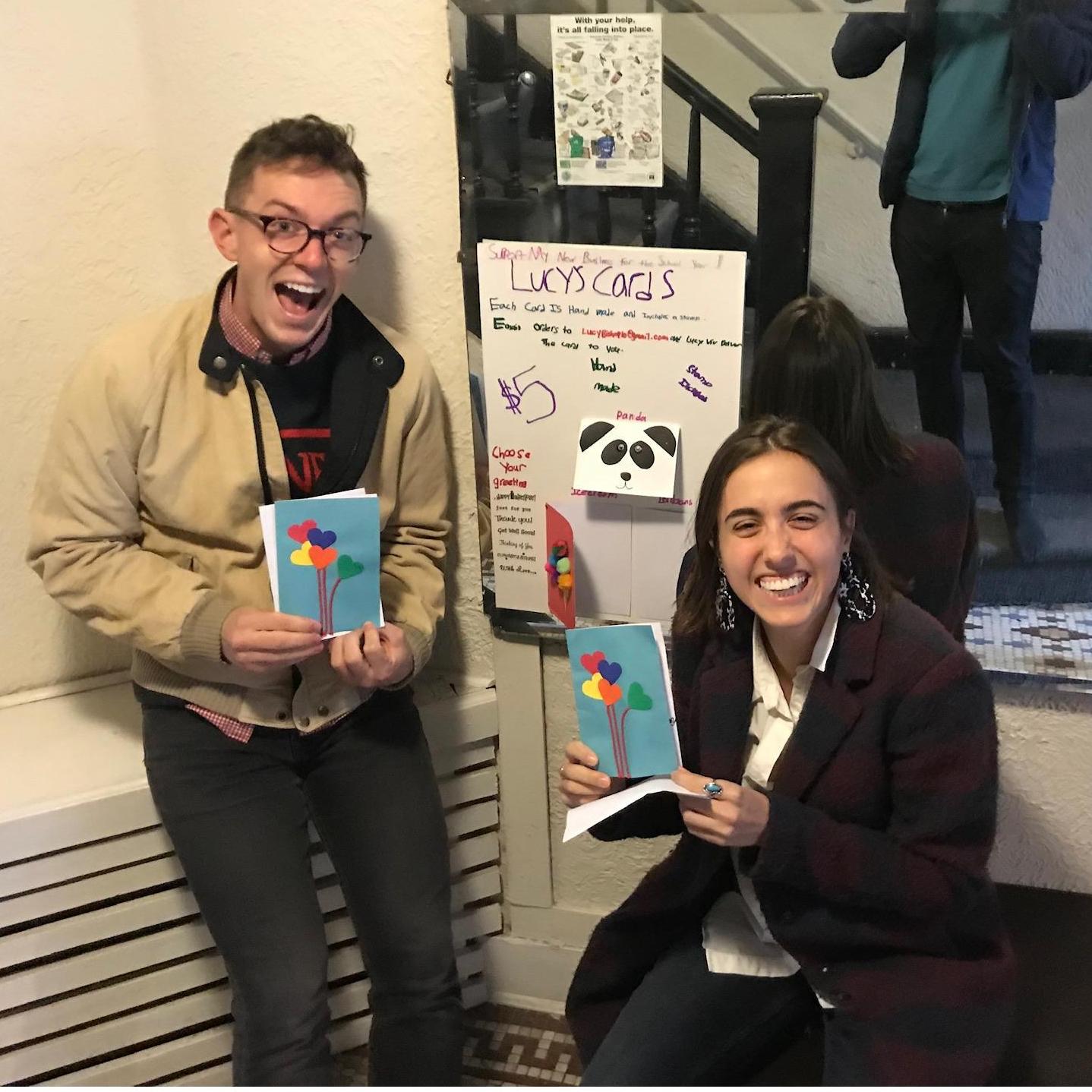 We both ordered hand-made cards from business mogul Lucy without realizing we had each done it for each other on our anniversary! Shouts to Joshua (lower body pictured) for making it happen!