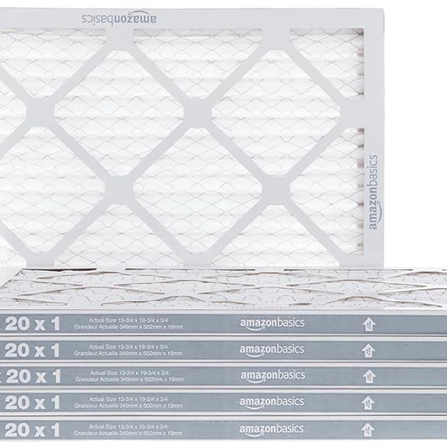 Amazon Basics 14x20x1 Air Filter 6 Pack, MERV 8 AC Furnace Filters (Actual Size: 13.75" x 19.75" x 0.75")