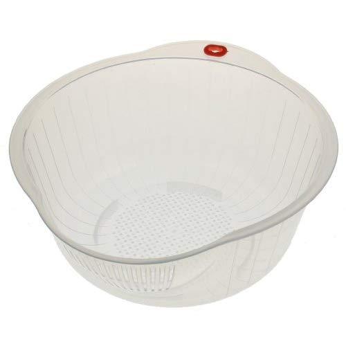Kotobuki Japanese Rice Washer with Dual Drain, Clear