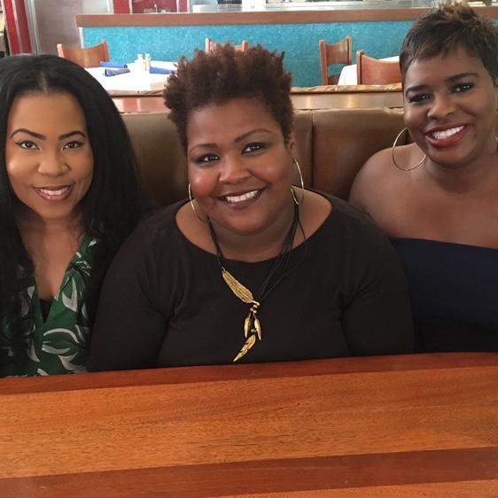 Angela with her bridesmaid, Jessica Law. In the middle is Angela’s Best Friend and Heavenly Bridesmaid, Wilandrea Scott.