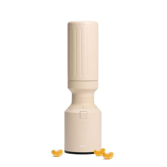 Beast Mini 600 Stainless Steel | Mini Countertop Kitchen Blender | Insulated Stainless Steel Vessel | Smoothies, Shakes, Dressings, Sauces, Dips | Portable Straw Caps and Lids | 600W (Sand)