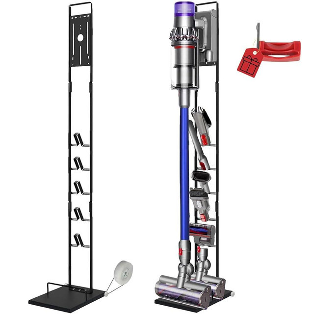 Lasvea Vacuum Stand Compatible with Dyson V15 V11 V10 V8 V7 V6 (with Wheels),Heavy Base Metal Bracket Holder, Storage Bracket Stand for Dyson Cordless Vacuum Cleaners & Accessories & Attachments