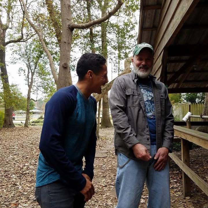 Dad and Ian always cracking jokes with eachother after all these years! 2016.