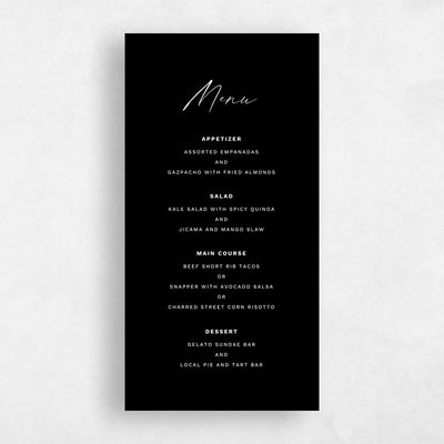 Black Wedding Menu - Halbert
