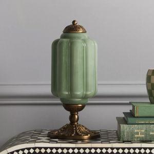 Eloise Glass Table Lamp in Green Glass/Brass