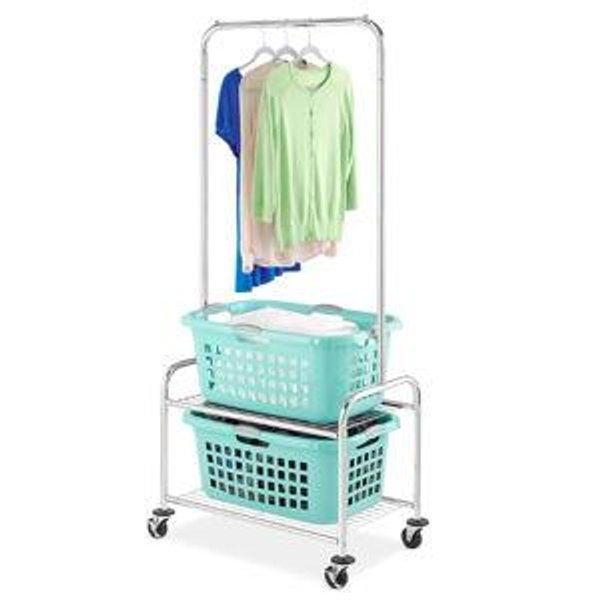 Whitmor Commercial Laundry Butler with Wire Shelf - Chrome