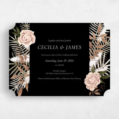 Black Ticket Wedding Invitation - Segovia Landscape