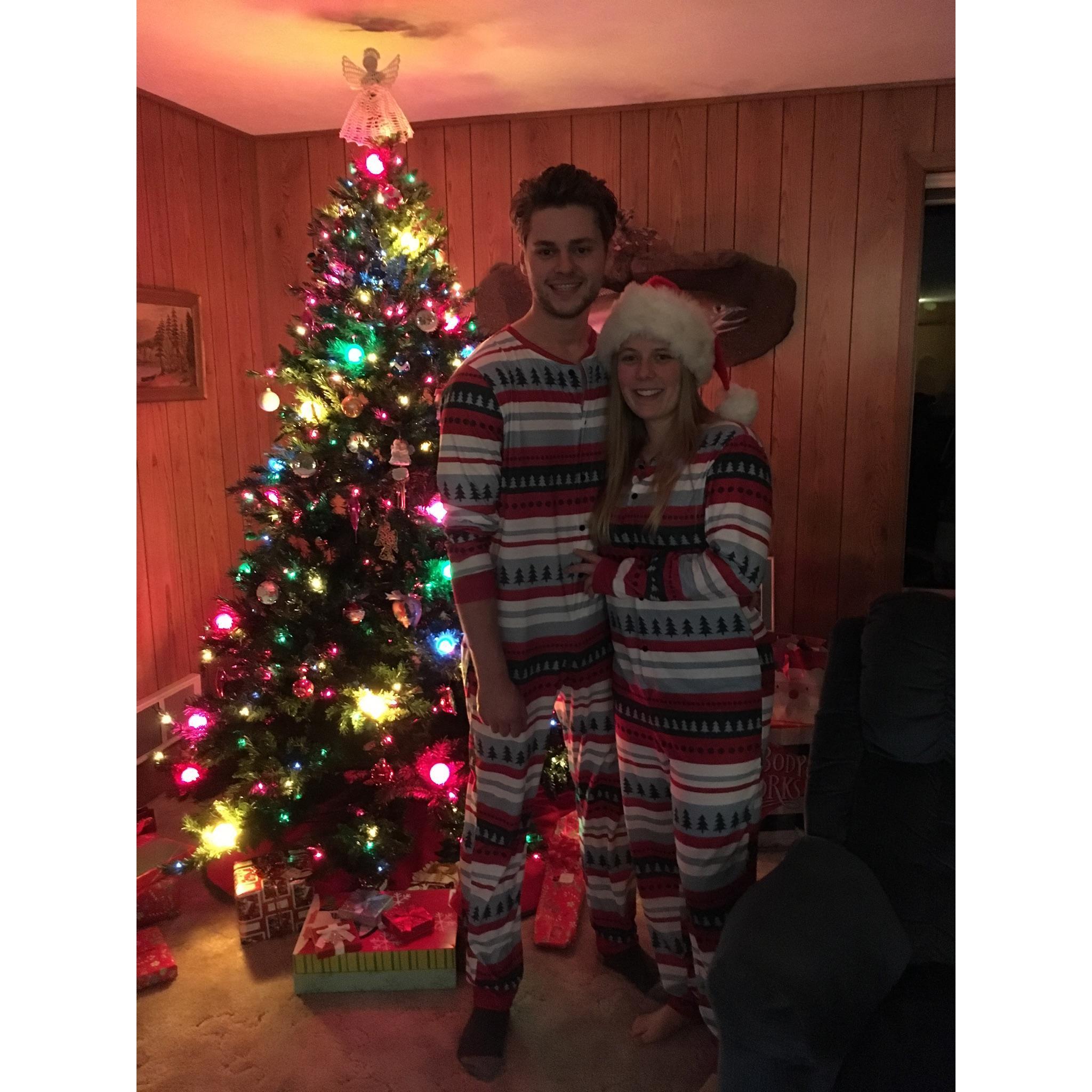 The start of our annual matching pajamas, 2018. This is one of our favorite traditions!