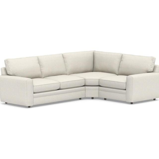 Pearce Square Arm Upholstered Left Arm 3-Piece Wedge Sectional, DB CSH, PRF Boucle Oatmeal
