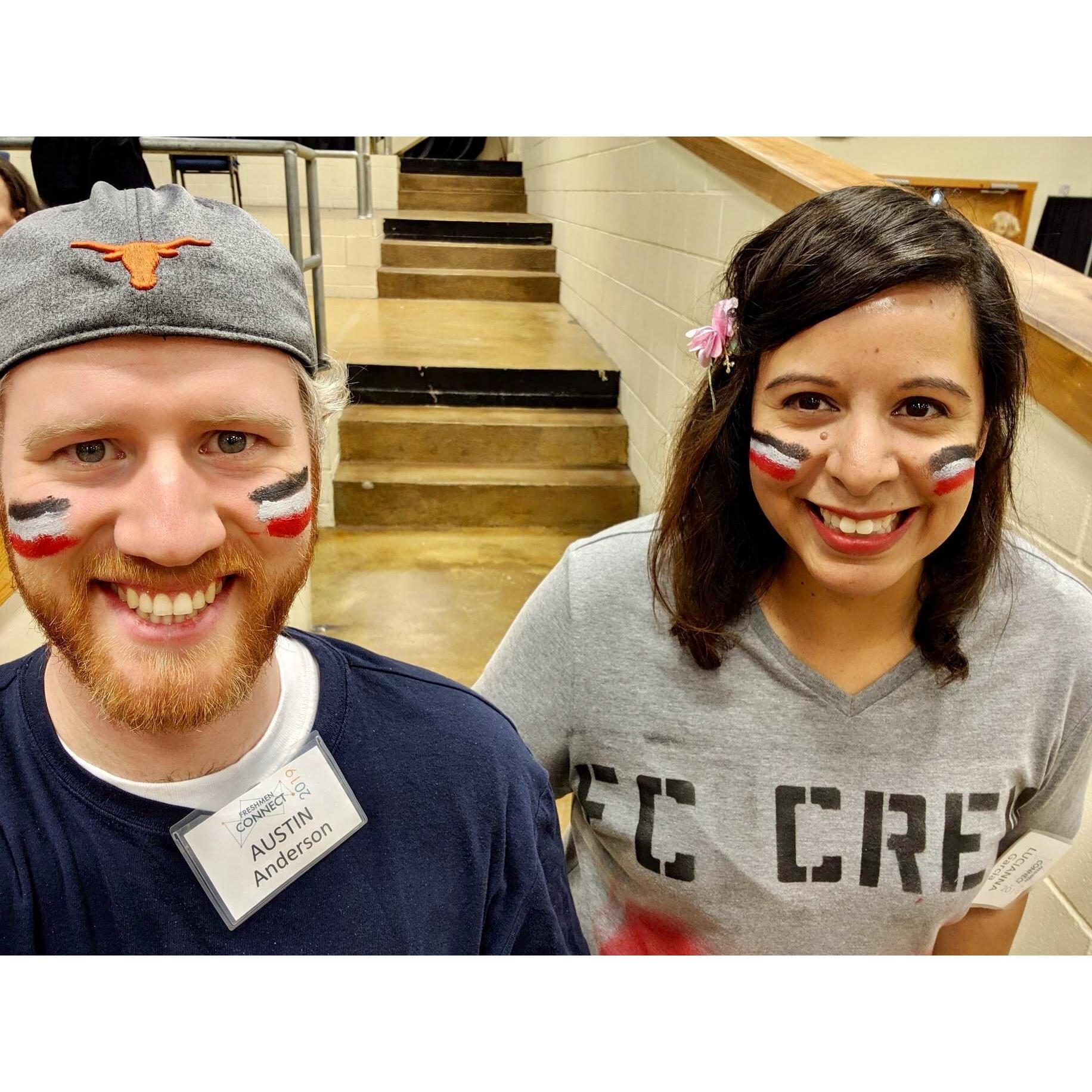 Serving together and having fun with the students